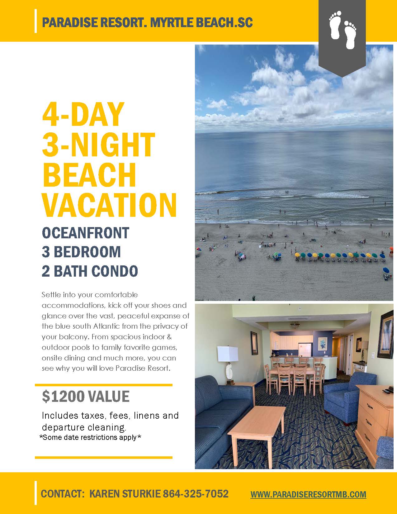 4 Day/3 Night Beach Vacation ($1200 Value)